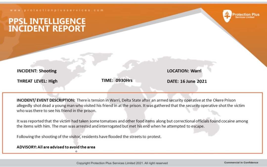 PPSL INTELLIGENCE INCIDENT REPORT
