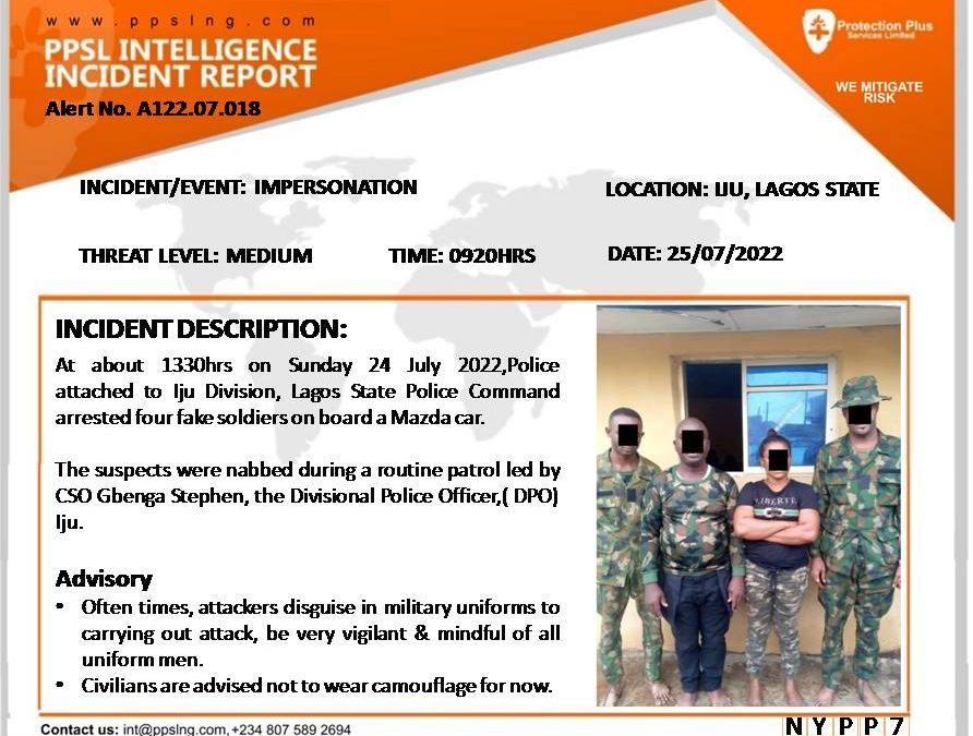 Police arrest fake soldiers in Lagos State