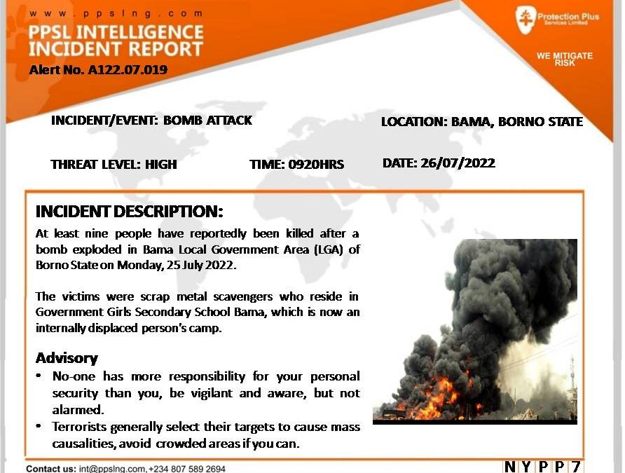 Bomb Attack in Borno State Nigeria.